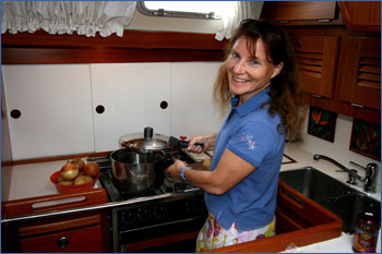 Amanda Swan Neal's galley aboard Mahina Tiare