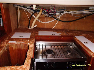 Wind Borne III's galley  - work in progress