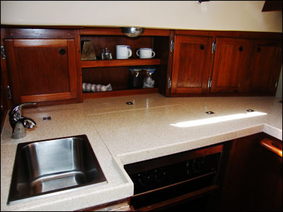 Wind Borne III's galley  - renovated